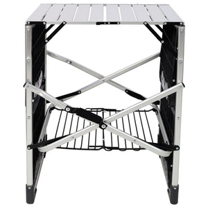 English Elm Folding Camp Kitchen Station Aluminum Top with Side Tables Lamp Post Storage Rack Silver W465P440752