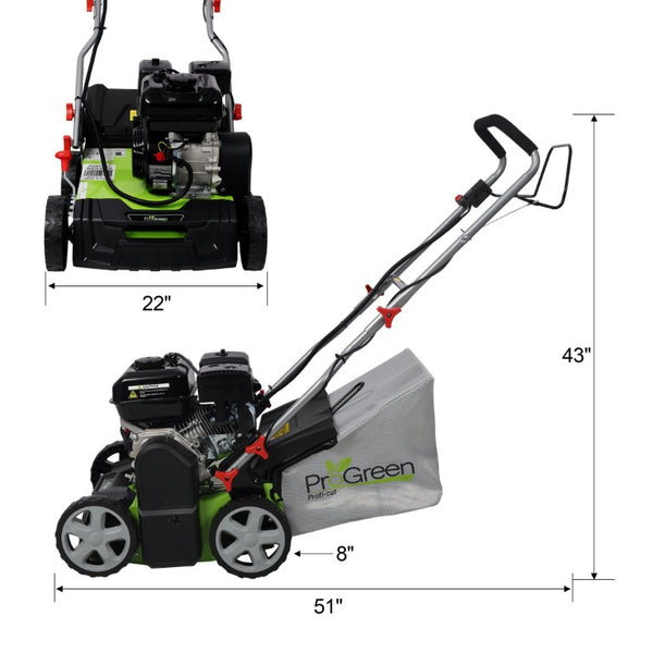 English Elm Progreen 7HP Gas Powered 2In1 Scarifier Aerator with 16 Inch Wide Cutting Path W465P480451