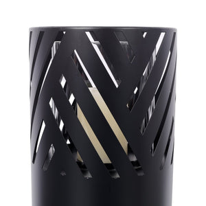 English Elm Lantern Column Set of 2 Oriental Cut-out Metal Pillar Candle Holders for Garden Entryway Black W465P498276
