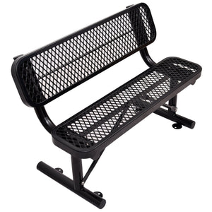 English Elm 4 Ft Powder Coated Steel Outdoor Bench Perforated Seat Weather Resistant Patio W465S00008