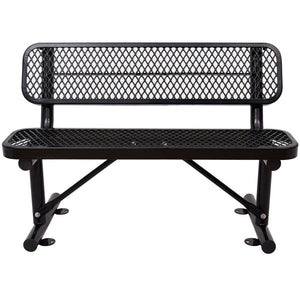 English Elm 4 Ft Powder Coated Steel Outdoor Bench Perforated Seat Weather Resistant Patio W465S00008