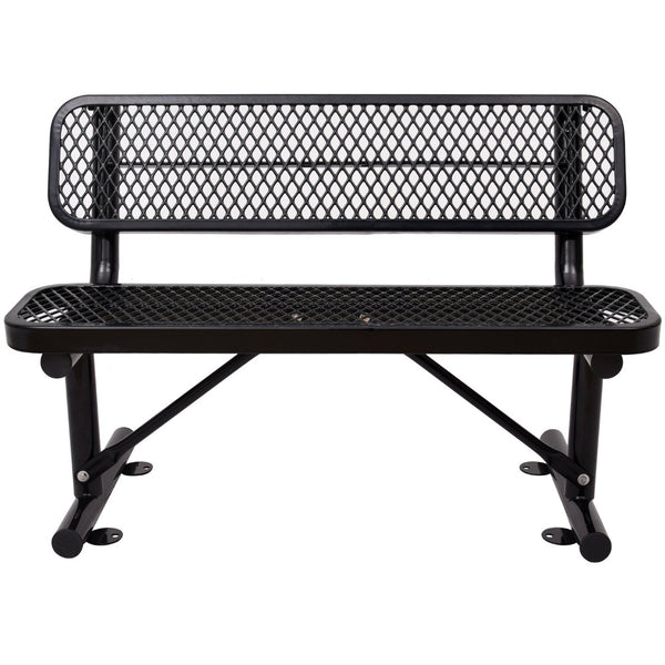 English Elm 4 Ft Powder Coated Steel Outdoor Bench Perforated Seat Weather Resistant Patio W465S00008