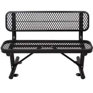 English Elm 4 Ft Powder Coated Steel Outdoor Bench Perforated Seat Weather Resistant Patio W465S00008
