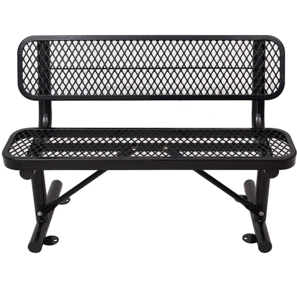 English Elm 4 Ft Powder Coated Steel Outdoor Bench Perforated Seat Weather Resistant Patio W465S00008