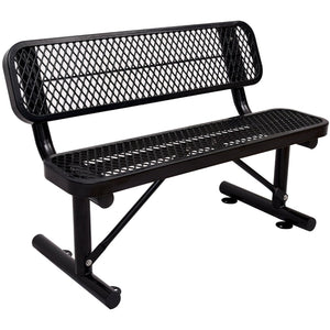 English Elm 4 Ft Powder Coated Steel Outdoor Bench Perforated Seat Weather Resistant Patio W465S00008
