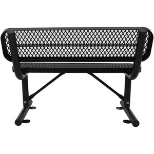 English Elm 4 Ft Powder Coated Steel Outdoor Bench Perforated Seat Weather Resistant Patio W465S00008