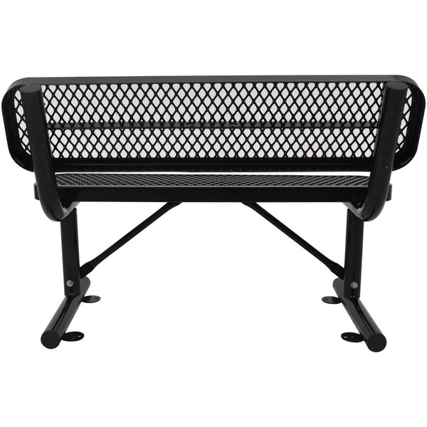 English Elm 4 Ft Powder Coated Steel Outdoor Bench Perforated Seat Weather Resistant Patio W465S00008
