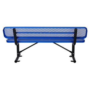 English Elm 6 Foot Outdoor Steel Garden Bench with Perforated Seat and Weather Resistant Coating Blue W465S00009