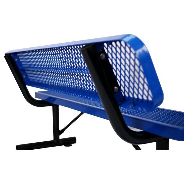 English Elm 6 Foot Outdoor Steel Garden Bench with Perforated Seat and Weather Resistant Coating Blue W465S00009