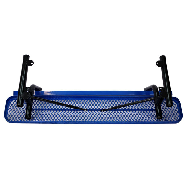 English Elm 6 Foot Outdoor Steel Garden Bench with Perforated Seat and Weather Resistant Coating Blue W465S00009