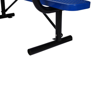English Elm 6 Foot Outdoor Steel Garden Bench with Perforated Seat and Weather Resistant Coating Blue W465S00009