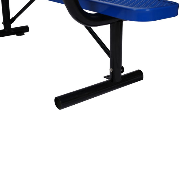 English Elm 6 Foot Outdoor Steel Garden Bench with Perforated Seat and Weather Resistant Coating Blue W465S00009