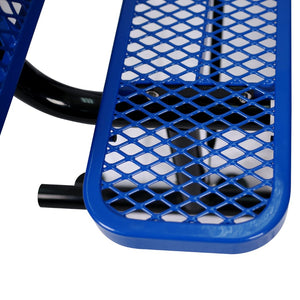 English Elm 6 Foot Outdoor Steel Garden Bench with Perforated Seat and Weather Resistant Coating Blue W465S00009