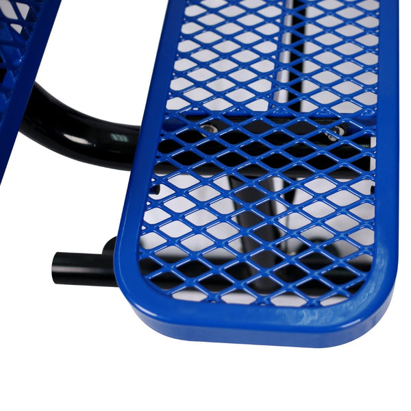 English Elm 6 Foot Outdoor Steel Garden Bench with Perforated Seat and Weather Resistant Coating Blue W465S00009