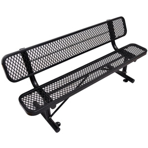 English Elm 6 Foot Outdoor Steel Garden Bench with Perforated Seat and Weather Resistant Coating Black W465S00010
