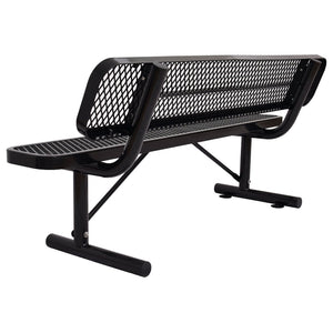 English Elm 6 Foot Outdoor Steel Garden Bench with Perforated Seat and Weather Resistant Coating Black W465S00010