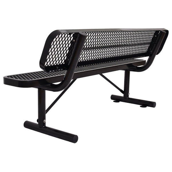 English Elm 6 Foot Outdoor Steel Garden Bench with Perforated Seat and Weather Resistant Coating Black W465S00010