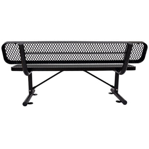 English Elm 6 Foot Outdoor Steel Garden Bench with Perforated Seat and Weather Resistant Coating Black W465S00010