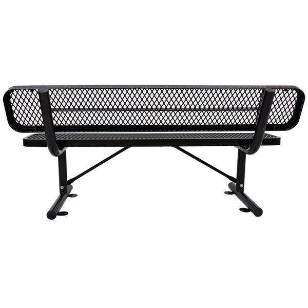 English Elm 6 Foot Outdoor Steel Garden Bench with Perforated Seat and Weather Resistant Coating Black W465S00010