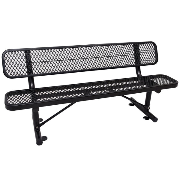 English Elm 6 Foot Outdoor Steel Garden Bench with Perforated Seat and Weather Resistant Coating Black W465S00010