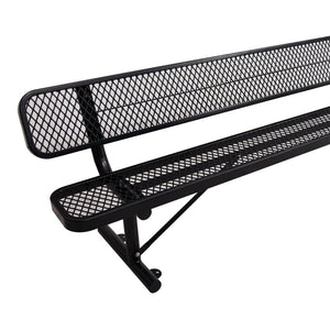 English Elm 8 Ft Perforated Steel Outdoor Bench with Reclined Backrest for Patio or Park Black W465S00012