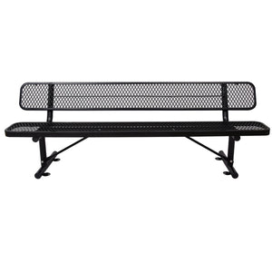 English Elm 8 Ft Perforated Steel Outdoor Bench with Reclined Backrest for Patio or Park Black W465S00012
