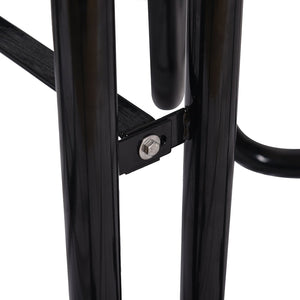 English Elm Round Outdoor Steel Picnic Table Set with Four Integrated Stools and Umbrella Port Black W465S00016