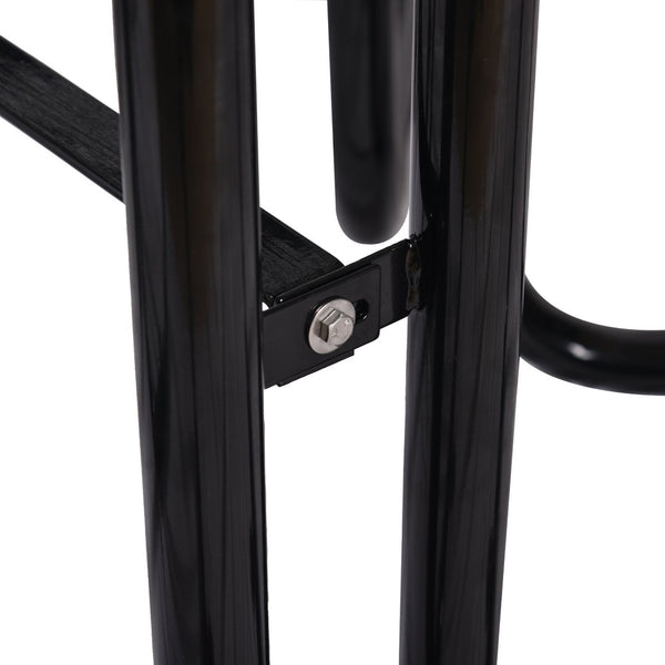English Elm Round Outdoor Steel Picnic Table Set with Four Integrated Stools and Umbrella Port Black W465S00016