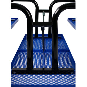 English Elm 6 Ft Outdoor Steel Picnic Table with Umbrella Pole Perforated Metal Patio Bench Set Blue W465S00017
