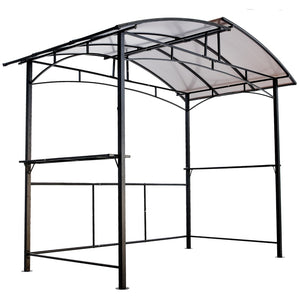 English Elm Grill Gazebo Outdoor Steel Hardtop Canopy with Uv Protection and Built-in Side Shelves W465S00025