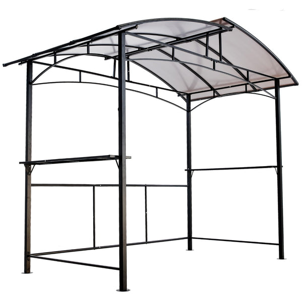 English Elm Grill Gazebo Outdoor Steel Hardtop Canopy with Uv Protection and Built-in Side Shelves W465S00025