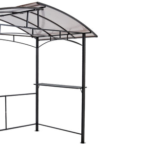English Elm Grill Gazebo Outdoor Steel Hardtop Canopy with Uv Protection and Built-in Side Shelves W465S00025