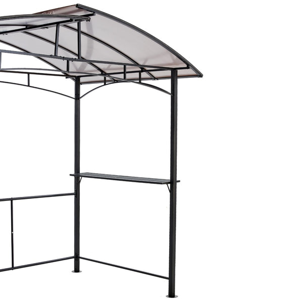 English Elm Grill Gazebo Outdoor Steel Hardtop Canopy with Uv Protection and Built-in Side Shelves W465S00025