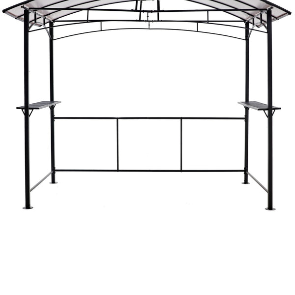 English Elm Grill Gazebo Outdoor Steel Hardtop Canopy with Uv Protection and Built-in Side Shelves W465S00025