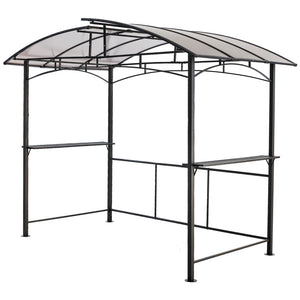 English Elm Grill Gazebo Outdoor Steel Hardtop Canopy with Uv Protection and Built-in Side Shelves W465S00025