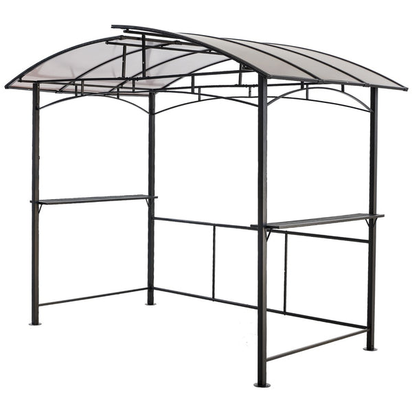 English Elm Grill Gazebo Outdoor Steel Hardtop Canopy with Uv Protection and Built-in Side Shelves W465S00025