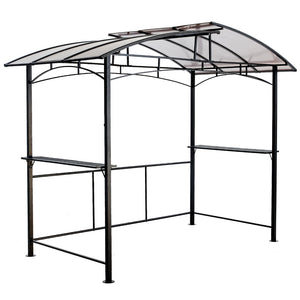 English Elm Grill Gazebo Outdoor Steel Hardtop Canopy with Uv Protection and Built-in Side Shelves W465S00025