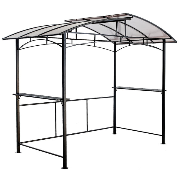 English Elm Grill Gazebo Outdoor Steel Hardtop Canopy with Uv Protection and Built-in Side Shelves W465S00025