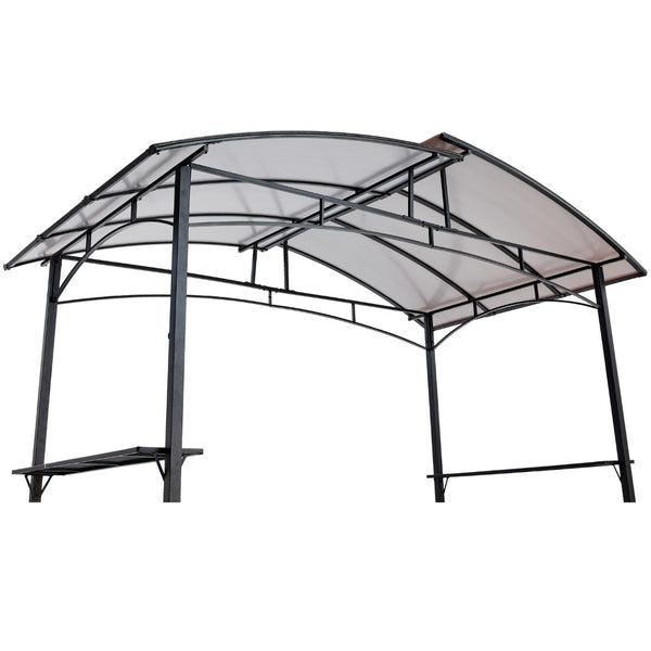 English Elm Grill Gazebo Outdoor Steel Hardtop Canopy with Uv Protection and Built-in Side Shelves W465S00025