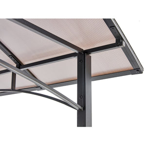 English Elm Grill Gazebo Outdoor Steel Hardtop Canopy with Uv Protection and Built-in Side Shelves W465S00025