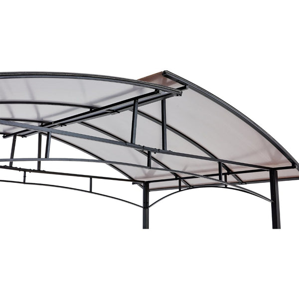 English Elm Grill Gazebo Outdoor Steel Hardtop Canopy with Uv Protection and Built-in Side Shelves W465S00025