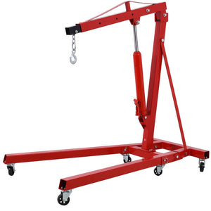 English Elm 2 Ton Hydraulic Shop Crane Heavy Duty Folding Boom Steel Frame with Swivel Casters W465S00028