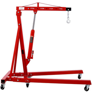English Elm 2 Ton Hydraulic Shop Crane Heavy Duty Folding Boom Steel Frame with Swivel Casters W465S00028