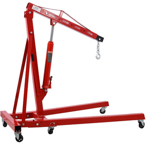 English Elm 2 Ton Hydraulic Shop Crane Heavy Duty Folding Boom Steel Frame with Swivel Casters W465S00028