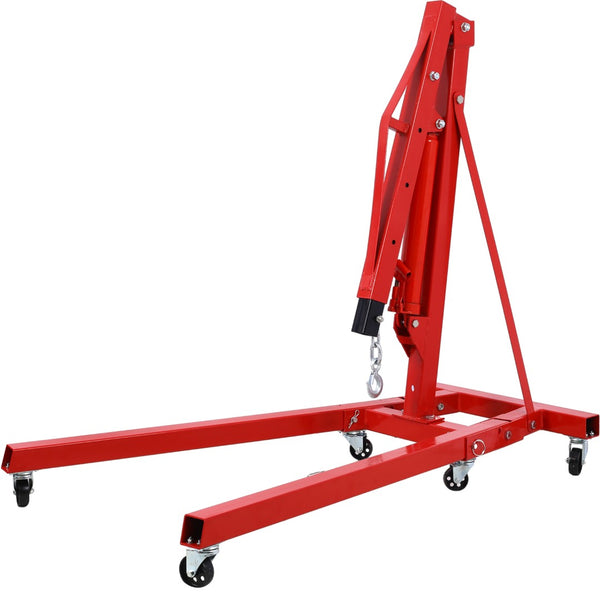 English Elm 2 Ton Hydraulic Shop Crane Heavy Duty Folding Boom Steel Frame with Swivel Casters W465S00028