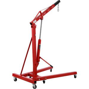 English Elm 2 Ton Hydraulic Shop Crane Heavy Duty Folding Boom Steel Frame with Swivel Casters W465S00028