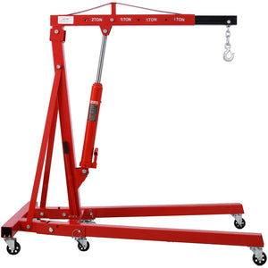 English Elm 2 Ton Hydraulic Shop Crane Heavy Duty Folding Boom Steel Frame with Swivel Casters W465S00028