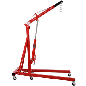 English Elm 2 Ton Hydraulic Shop Crane Heavy Duty Folding Boom Steel Frame with Swivel Casters W465S00028