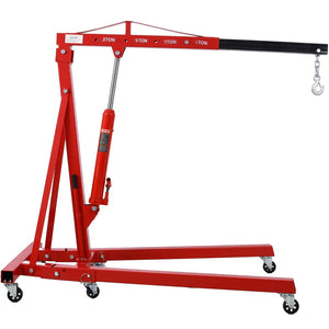 English Elm 2 Ton Hydraulic Shop Crane Heavy Duty Folding Boom Steel Frame with Swivel Casters W465S00028