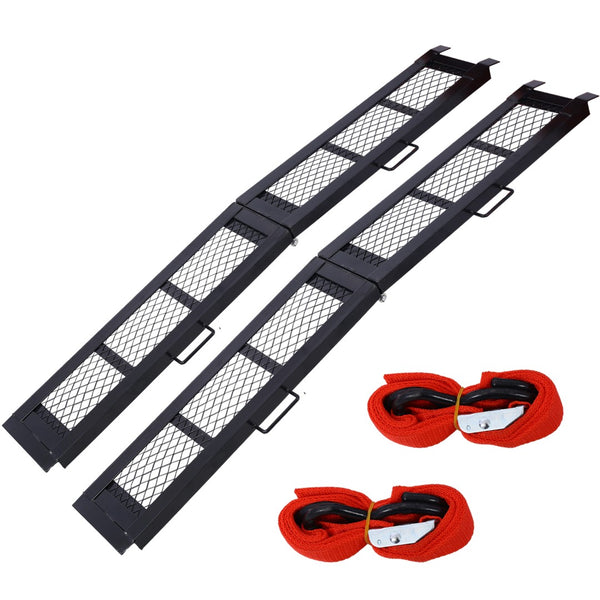 English Elm 80" Folding Steel Loading Ramps Pair 800lb Capacity Mesh Surface Truck Atv Portable W465S00033